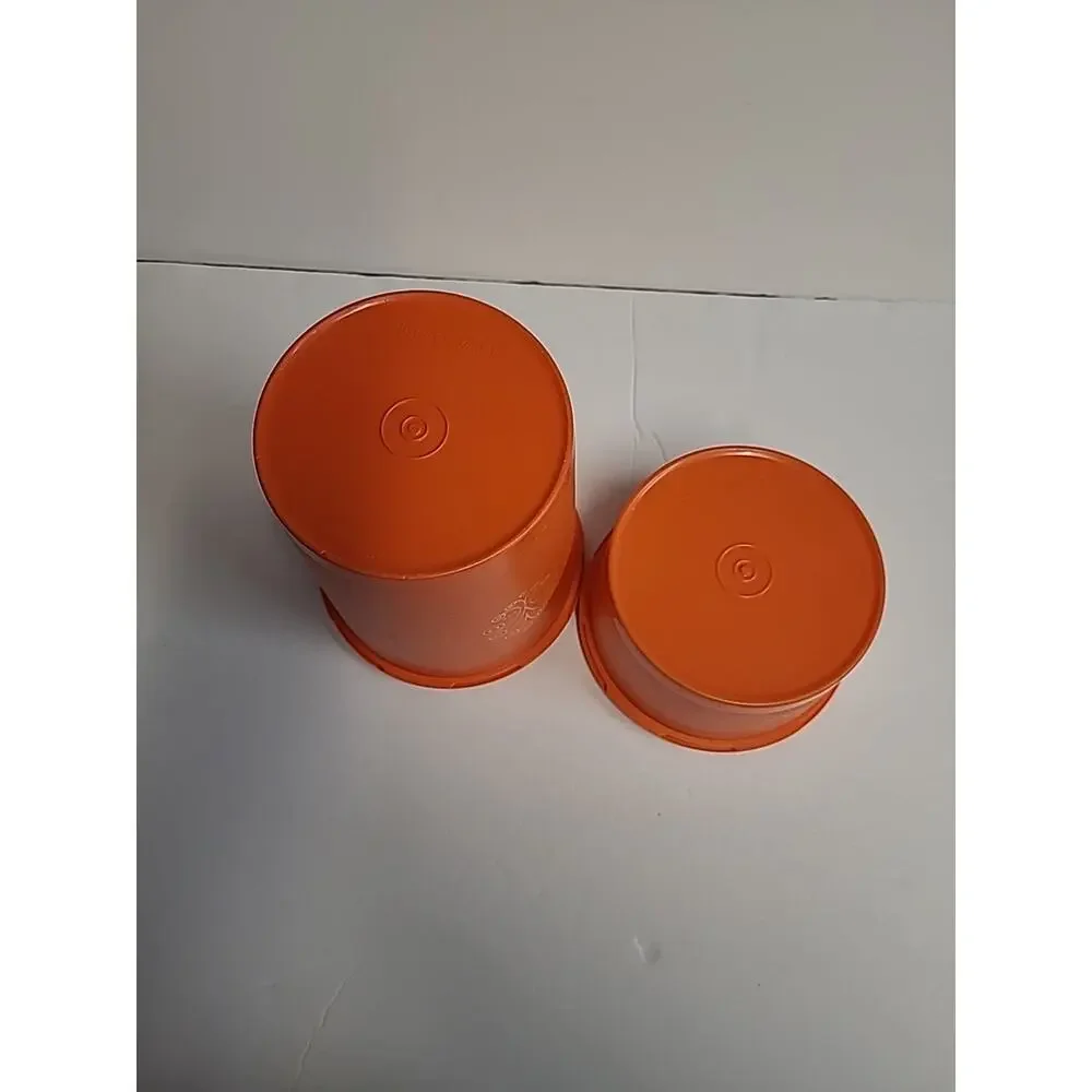 Tupperware Canister Set With Lids Orange Harvest Servalier Vintage Set of 2